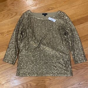 Gold Sequin Women's 3/4 sleeve Top